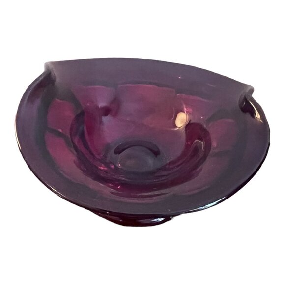 Ruby Red Bowl Trinket Candy Dish Pedestal Wavy Rim 5"X4"X2.5" Tall - Picture 4 of 11